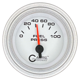 GAFFRIG 2 INCH ELECTRIC FUEL PRESSURE GAUGE 0-100 PSI STEP RIM (002) / PLATINUM / WHITE