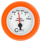 GAFFRIG 2 INCH ELECTRIC FUEL PRESSURE GAUGE 0-100 PSI STEP RIM (002) / ORANGE / WHITE