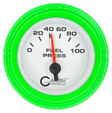 GAFFRIG 2 INCH ELECTRIC FUEL PRESSURE GAUGE 0-100 PSI STEP RIM (002) / LIME GREEN / WHITE