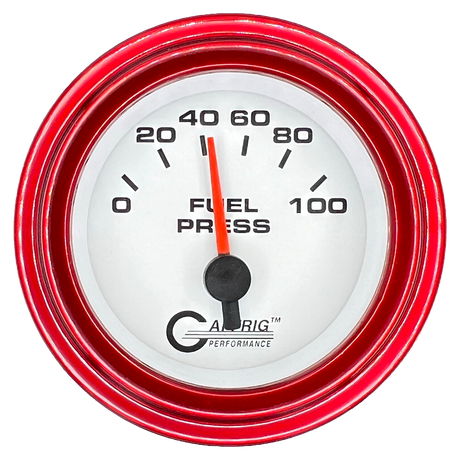 GAFFRIG 2 INCH ELECTRIC FUEL PRESSURE GAUGE 0-100 PSI STEP RIM (002) / RED / WHITE