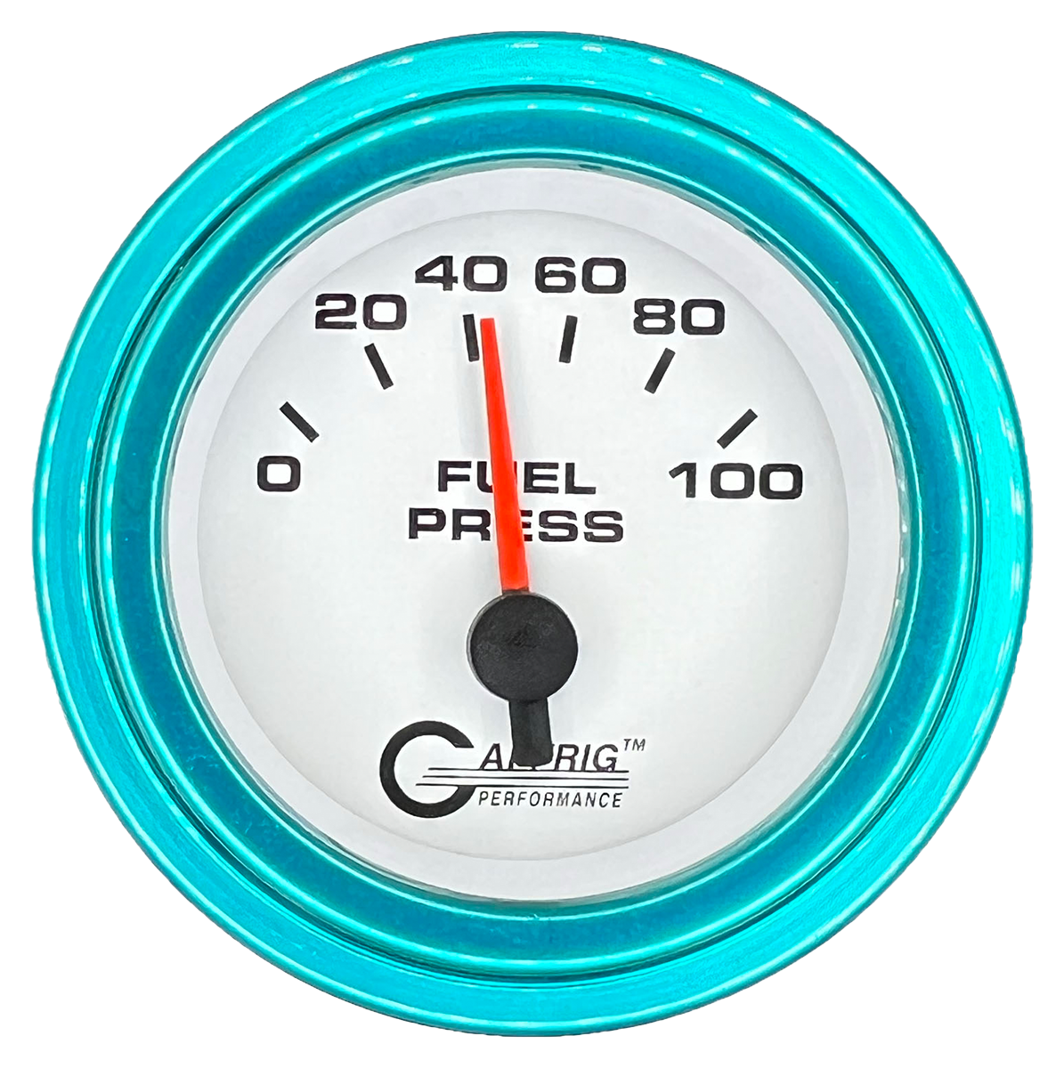 GAFFRIG 2 INCH ELECTRIC FUEL PRESSURE GAUGE 0-100 PSI STEP RIM (002) / TEAL / WHITE