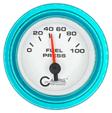 GAFFRIG 2 INCH ELECTRIC FUEL PRESSURE GAUGE 0-100 PSI STEP RIM (002) / TEAL / WHITE