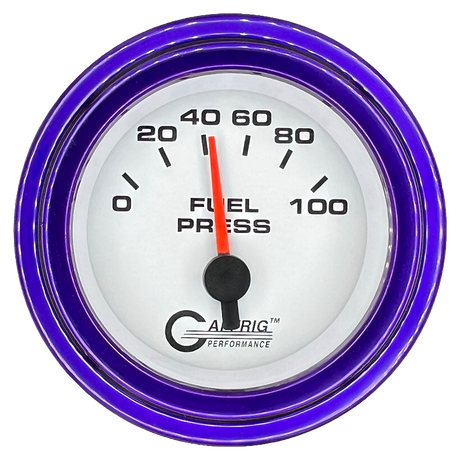 GAFFRIG 2 INCH ELECTRIC FUEL PRESSURE GAUGE 0-100 PSI STEP RIM (002) / PURPLE / WHITE