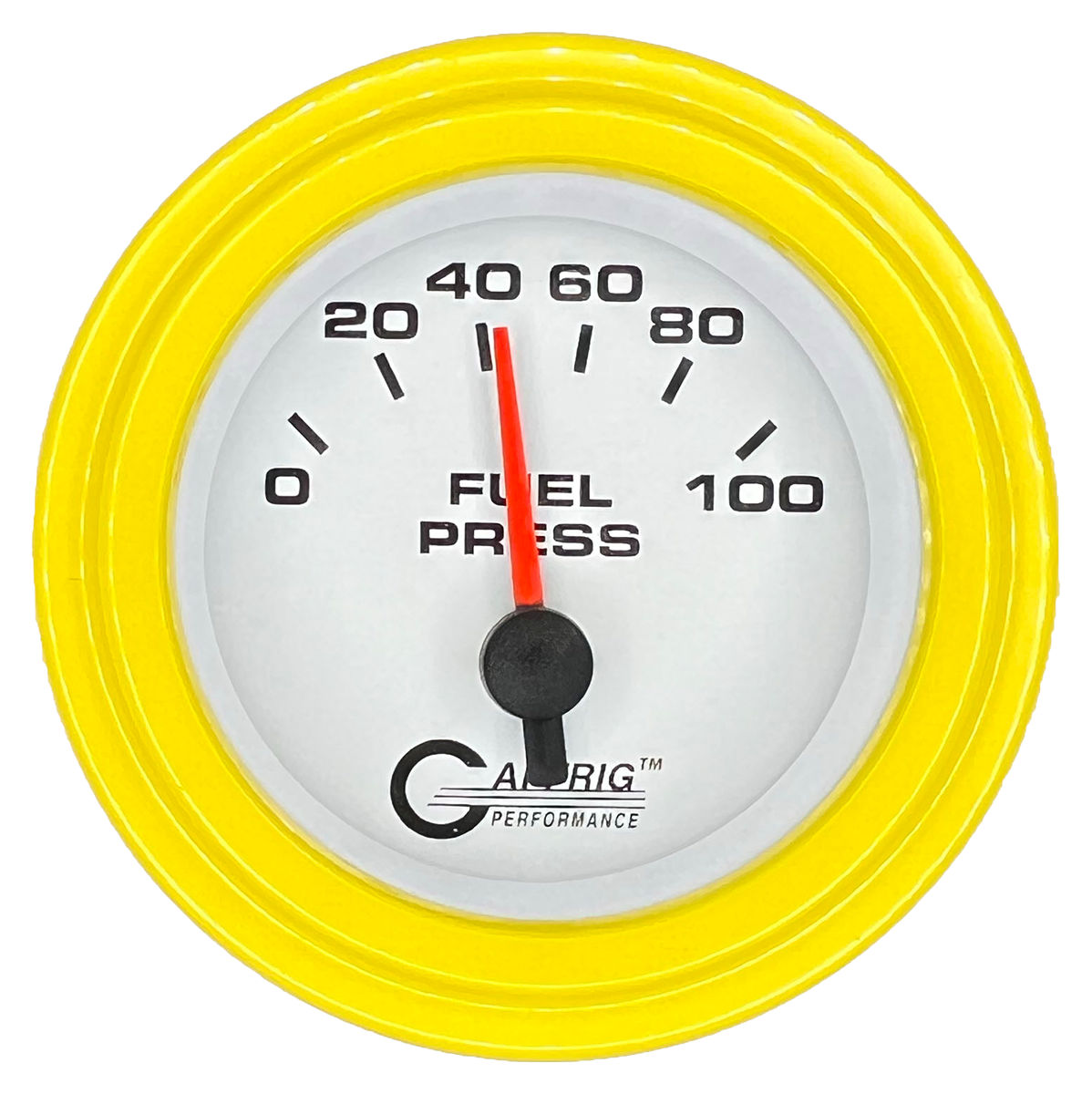 GAFFRIG 2 INCH ELECTRIC FUEL PRESSURE GAUGE 0-100 PSI STEP RIM (002) / YELLOW / WHITE