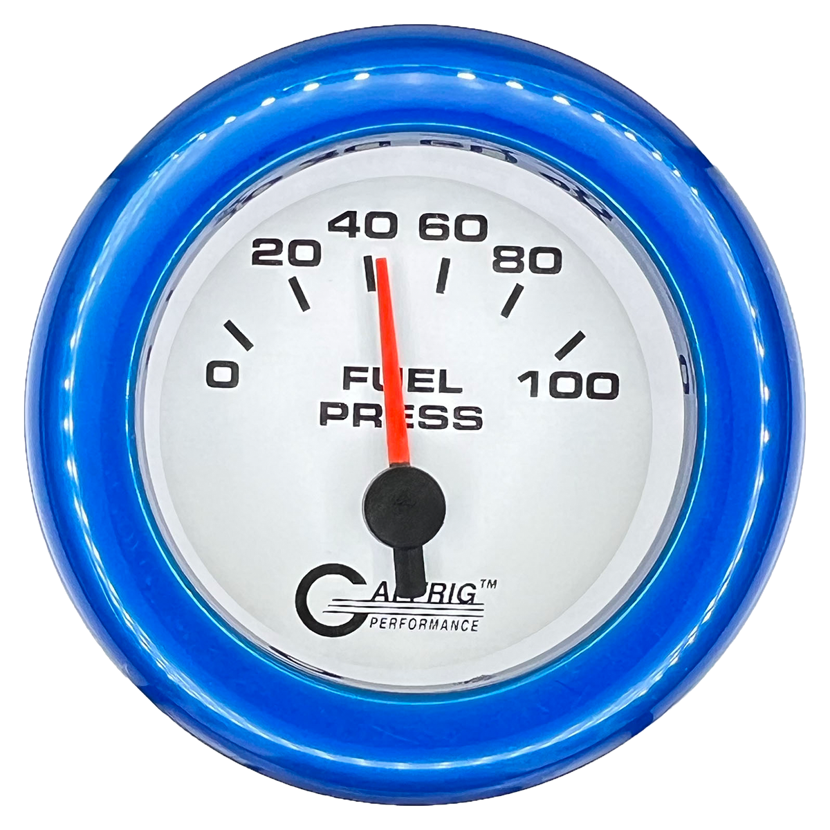 GAFFRIG 2 INCH ELECTRIC FUEL PRESSURE GAUGE 0-100 PSI FAT RIM (218) / BLUE / WHITE