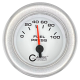 GAFFRIG 2 INCH ELECTRIC FUEL PRESSURE GAUGE 0-100 PSI FAT RIM (218) / PLATINUM / WHITE