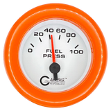 GAFFRIG 2 INCH ELECTRIC FUEL PRESSURE GAUGE 0-100 PSI FAT RIM (218) / ORANGE / WHITE