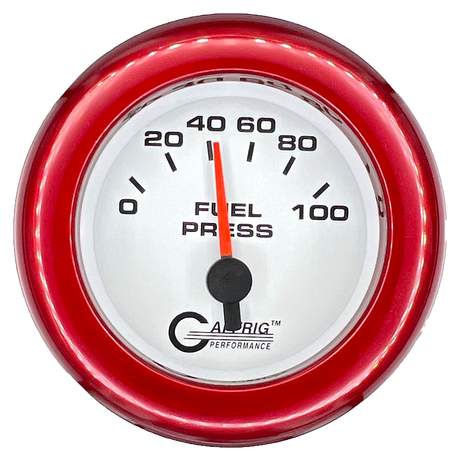 GAFFRIG 2 INCH ELECTRIC FUEL PRESSURE GAUGE 0-100 PSI FAT RIM (218) / RED / WHITE