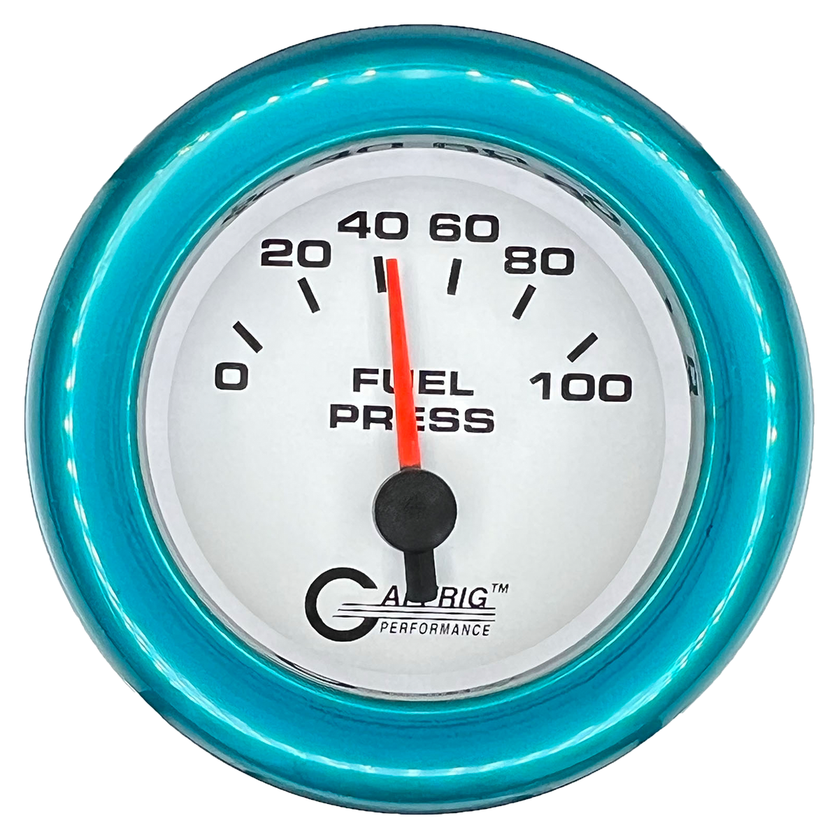 GAFFRIG 2 INCH ELECTRIC FUEL PRESSURE GAUGE 0-100 PSI FAT RIM (218) / TEAL / WHITE