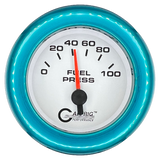 GAFFRIG 2 INCH ELECTRIC FUEL PRESSURE GAUGE 0-100 PSI FAT RIM (218) / TEAL / WHITE