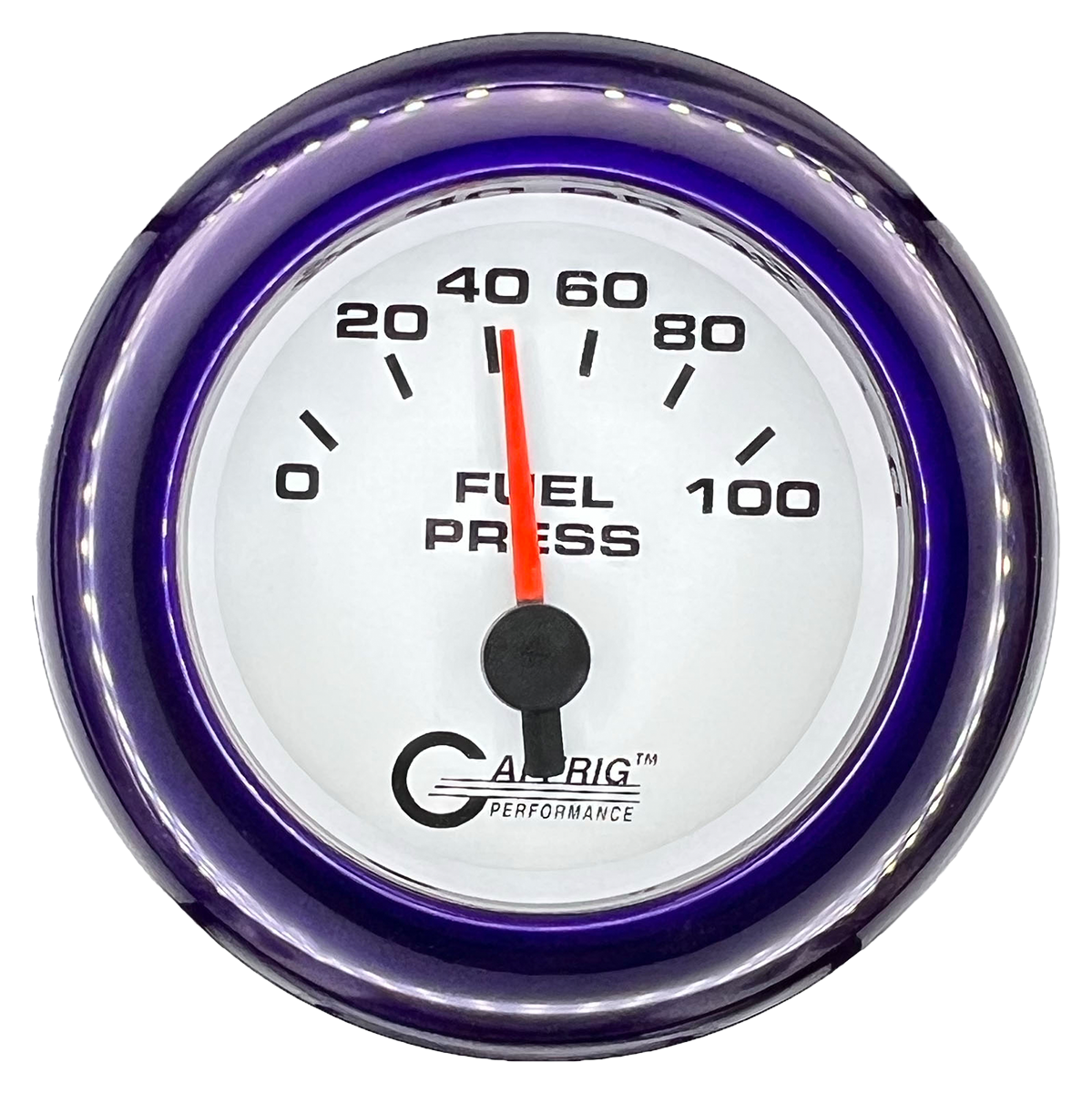 GAFFRIG 2 INCH ELECTRIC FUEL PRESSURE GAUGE 0-100 PSI FAT RIM (218) / PURPLE / WHITE