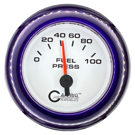 GAFFRIG 2 INCH ELECTRIC FUEL PRESSURE GAUGE 0-100 PSI FAT RIM (218) / PURPLE / WHITE