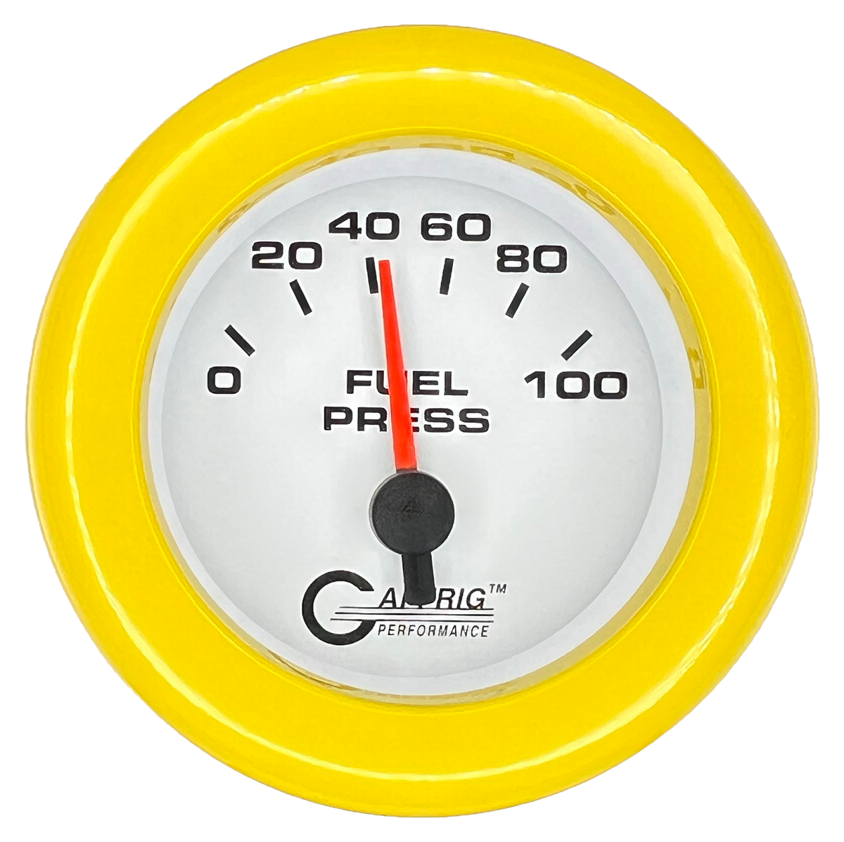 GAFFRIG 2 INCH ELECTRIC FUEL PRESSURE GAUGE 0-100 PSI FAT RIM (218) / YELLOW / WHITE