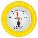 GAFFRIG 2 INCH ELECTRIC FUEL PRESSURE GAUGE 0-100 PSI FAT RIM (218) / YELLOW / WHITE