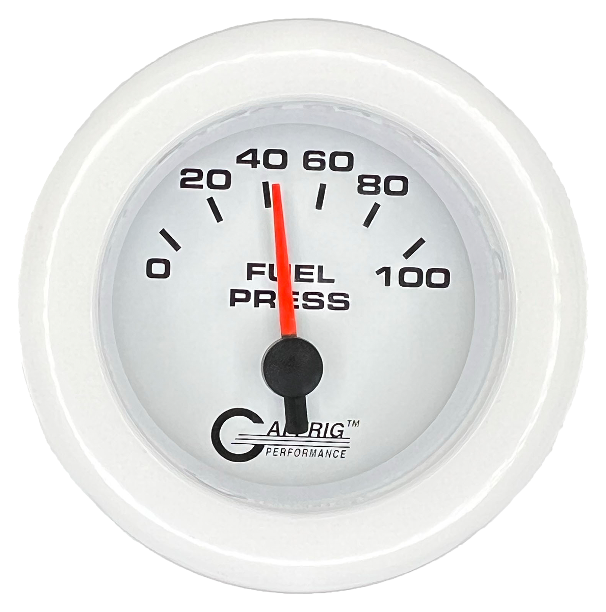 GAFFRIG 2 INCH ELECTRIC FUEL PRESSURE GAUGE 0-100 PSI FAT RIM (218) / WHITE / WHITE