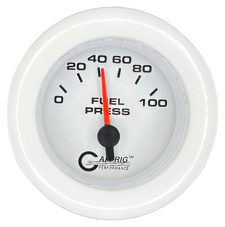 GAFFRIG 2 INCH ELECTRIC FUEL PRESSURE GAUGE 0-100 PSI FAT RIM (218) / WHITE / WHITE