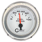 GAFFRIG 2 INCH ELECTRIC FUEL PRESSURE GAUGE 0-100 PSI FAT RIM (218) / CHROME/POLISHED / WHITE