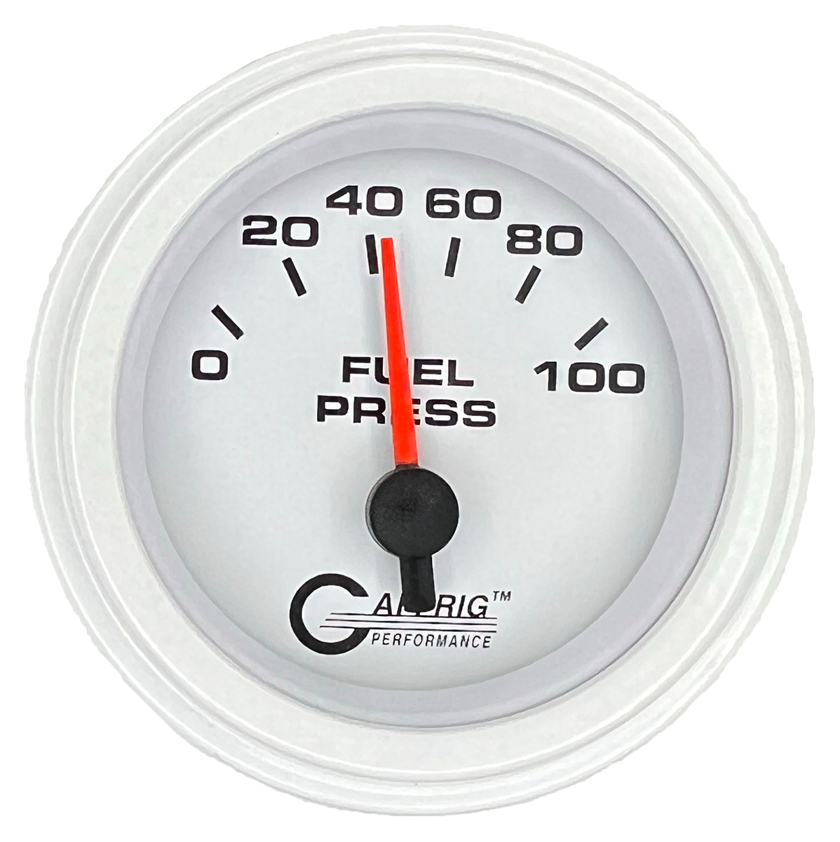 GAFFRIG 2 INCH ELECTRIC FUEL PRESSURE GAUGE 0-100 PSI STEP RIM (002) / WHITE / WHITE