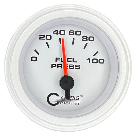 GAFFRIG 2 INCH ELECTRIC FUEL PRESSURE GAUGE 0-100 PSI STEP RIM (002) / WHITE / WHITE