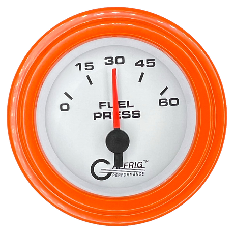 GAFFRIG 2 INCH ELECTRIC FUEL PRESSURE 0-60 PSI STEP RIM (002) / ORANGE / WHITE