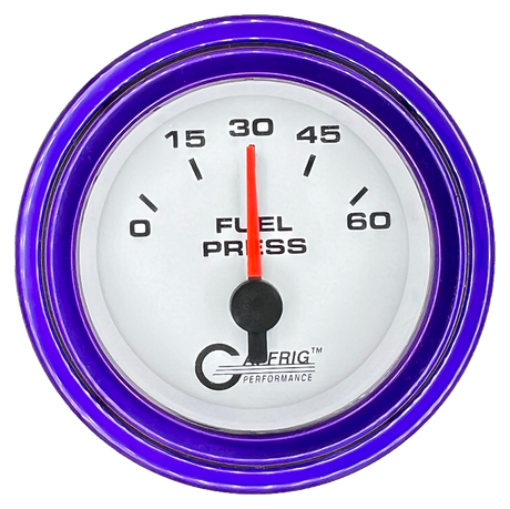 GAFFRIG 2 INCH ELECTRIC FUEL PRESSURE 0-60 PSI STEP RIM (002) / PURPLE / WHITE