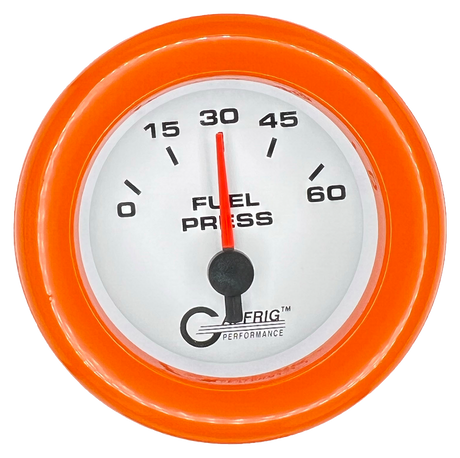 GAFFRIG 2 INCH ELECTRIC FUEL PRESSURE 0-60 PSI FAT RIM (218) / ORANGE / WHITE