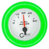 GAFFRIG 2 INCH ELECTRIC FUEL PRESSURE 0-60 PSI FAT RIM (218) / LIME GREEN / WHITE