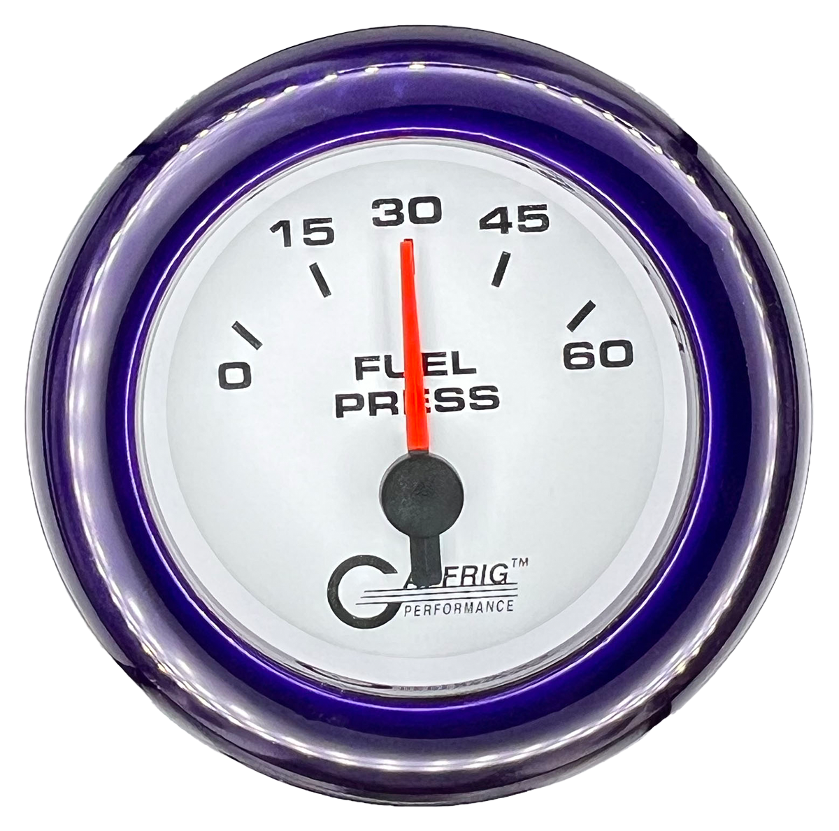 GAFFRIG 2 INCH ELECTRIC FUEL PRESSURE 0-60 PSI FAT RIM (218) / PURPLE / WHITE