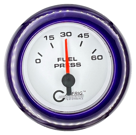 GAFFRIG 2 INCH ELECTRIC FUEL PRESSURE 0-60 PSI FAT RIM (218) / PURPLE / WHITE