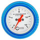 GAFFRIG 2 INCH ELECTRIC PYROMETER GAUGE 0-1600 F STEP RIM (002) / BLUE / WHITE