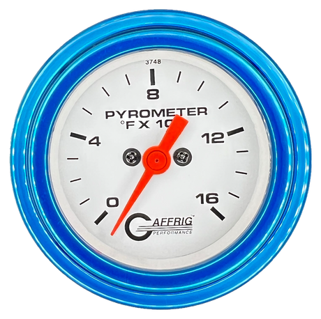 GAFFRIG 2 INCH ELECTRIC PYROMETER GAUGE 0-1600 F STEP RIM (002) / BLUE / WHITE