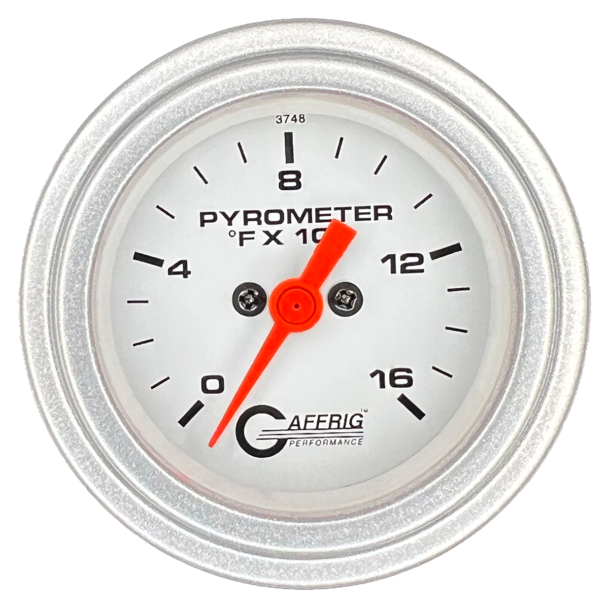 GAFFRIG 2 INCH ELECTRIC PYROMETER GAUGE 0-1600 F STEP RIM (002) / PLATINUM / WHITE