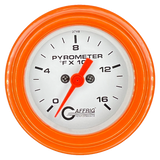 GAFFRIG 2 INCH ELECTRIC PYROMETER GAUGE 0-1600 F STEP RIM (002) / ORANGE / WHITE