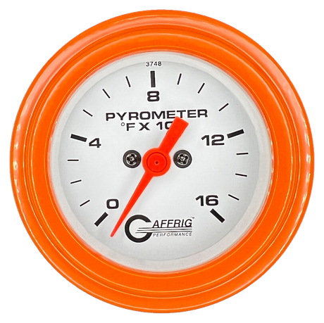 GAFFRIG 2 INCH ELECTRIC PYROMETER GAUGE 0-1600 F STEP RIM (002) / ORANGE / WHITE