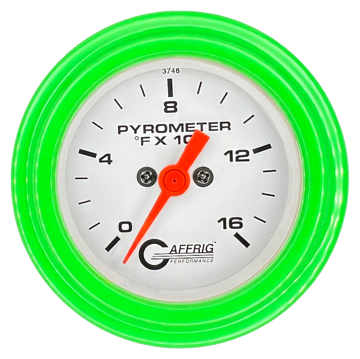 GAFFRIG 2 INCH ELECTRIC PYROMETER GAUGE 0-1600 F STEP RIM (002) / LIME GREEN / WHITE