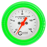 GAFFRIG 2 INCH ELECTRIC PYROMETER GAUGE 0-1600 F STEP RIM (002) / LIME GREEN / WHITE