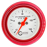 GAFFRIG 2 INCH ELECTRIC PYROMETER GAUGE 0-1600 F STEP RIM (002) / RED / WHITE