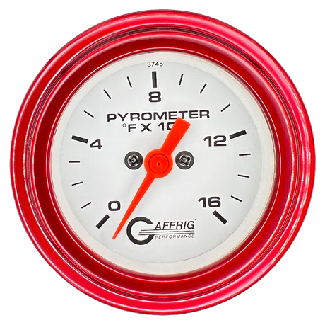 GAFFRIG 2 INCH ELECTRIC PYROMETER GAUGE 0-1600 F STEP RIM (002) / RED / WHITE