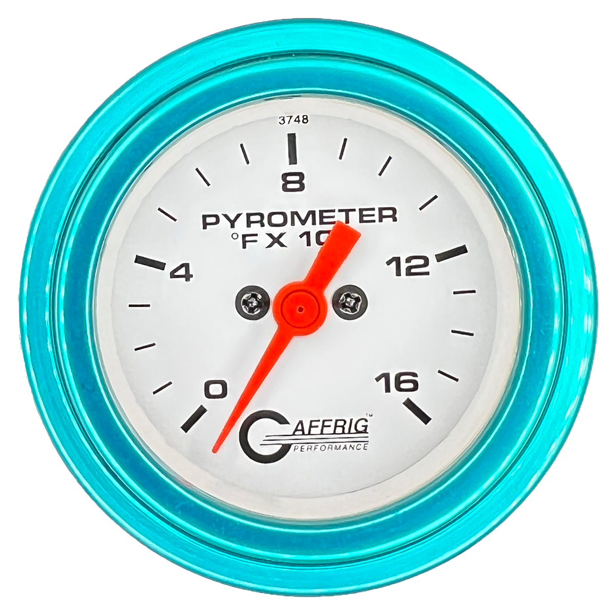 GAFFRIG 2 INCH ELECTRIC PYROMETER GAUGE 0-1600 F STEP RIM (002) / TEAL / WHITE