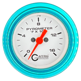 GAFFRIG 2 INCH ELECTRIC PYROMETER GAUGE 0-1600 F STEP RIM (002) / TEAL / WHITE