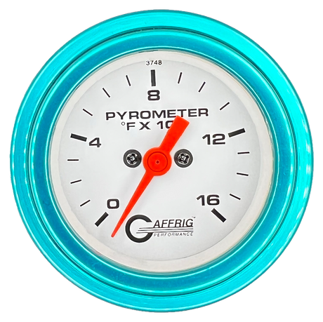 GAFFRIG 2 INCH ELECTRIC PYROMETER GAUGE 0-1600 F STEP RIM (002) / TEAL / WHITE