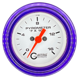 GAFFRIG 2 INCH ELECTRIC PYROMETER GAUGE 0-1600 F STEP RIM (002) / PURPLE / WHITE