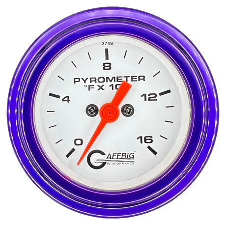 GAFFRIG 2 INCH ELECTRIC PYROMETER GAUGE 0-1600 F STEP RIM (002) / PURPLE / WHITE