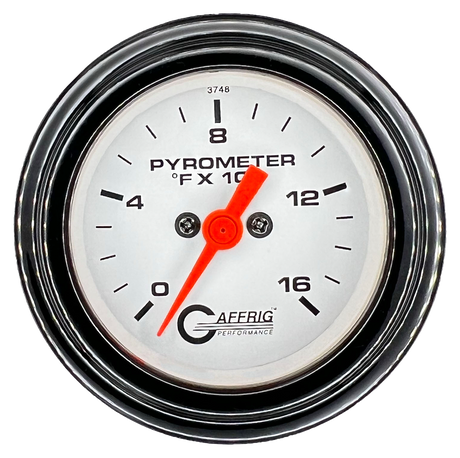 GAFFRIG 2 INCH ELECTRIC PYROMETER GAUGE 0-1600 F STEP RIM (002) / BLACK / WHITE