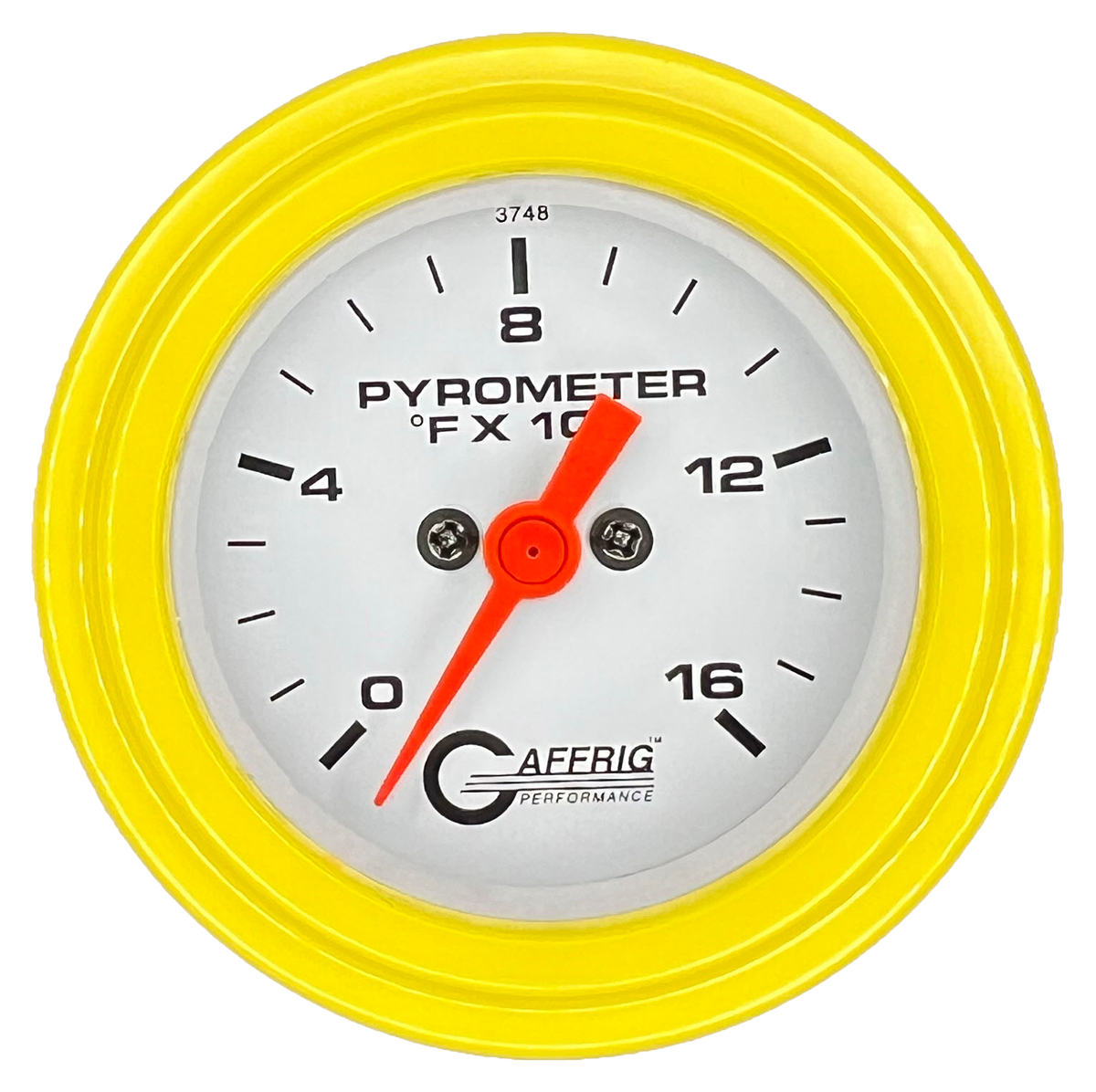 GAFFRIG 2 INCH ELECTRIC PYROMETER GAUGE 0-1600 F STEP RIM (002) / YELLOW / WHITE