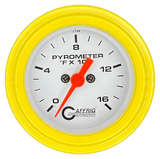 GAFFRIG 2 INCH ELECTRIC PYROMETER GAUGE 0-1600 F STEP RIM (002) / YELLOW / WHITE