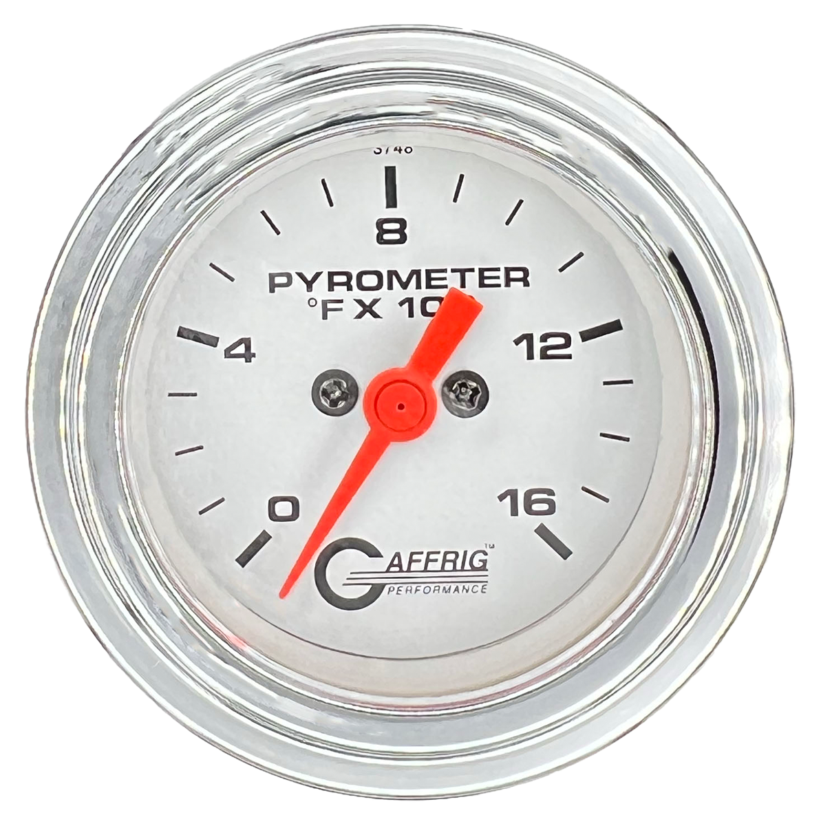 GAFFRIG 2 INCH ELECTRIC PYROMETER GAUGE 0-1600 F STEP RIM (002) / CHROME/POLISHED / WHITE