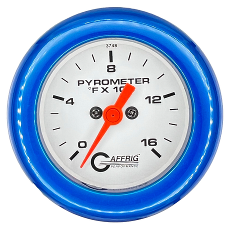 GAFFRIG 2 INCH ELECTRIC PYROMETER GAUGE 0-1600 F FAT RIM (218) / BLUE / WHITE