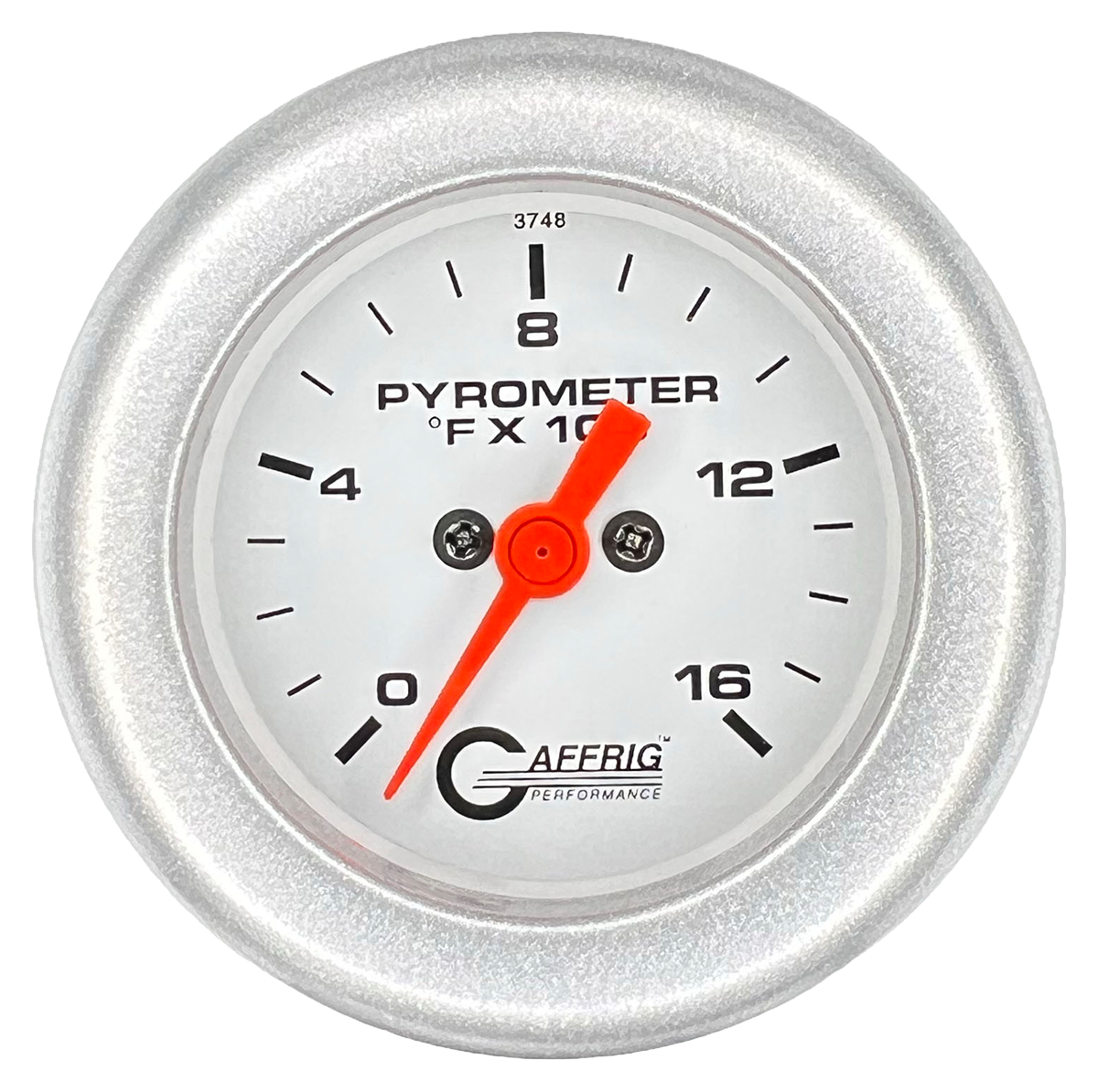 GAFFRIG 2 INCH ELECTRIC PYROMETER GAUGE 0-1600 F FAT RIM (218) / PLATINUM / WHITE