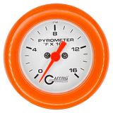 GAFFRIG 2 INCH ELECTRIC PYROMETER GAUGE 0-1600 F FAT RIM (218) / ORANGE / WHITE